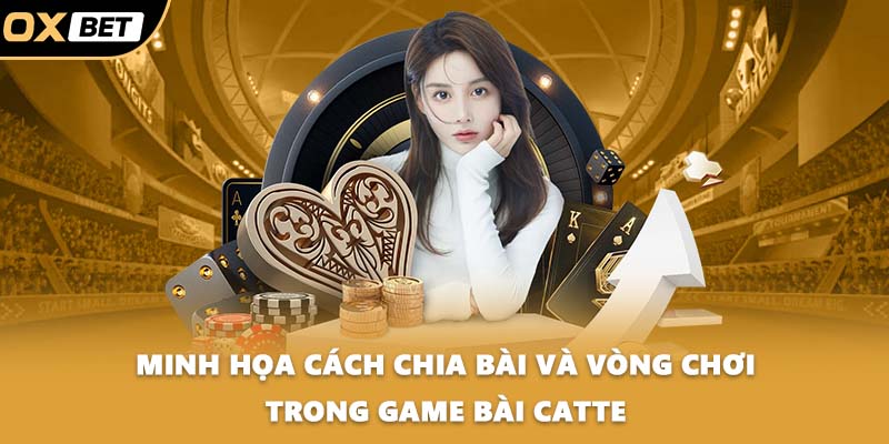 Minh họa cách chia bài và vòng chơi trong game bài catte